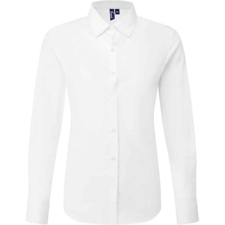 Premier Dames Recyclight Poplin Lange Mouw Shirt (Wit)