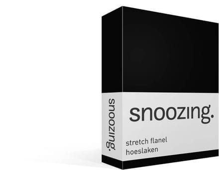 Snoozing stretch flanel hoeslaken - Extra breed - Zwart