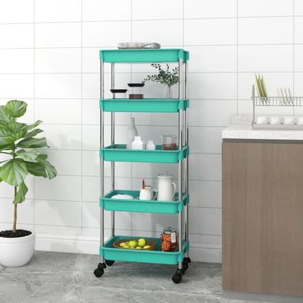 vidaXL - Keukentrolley - 5-laags - 42x29x128 - cm - ijzer - en - ABS - turquoise