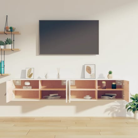 vidaXL - Wandkasten - 2 - st - 80x30x30 - cm - massief - grenenhout - wit