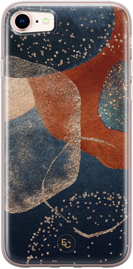 Hoesje geschikt voor iPhone 8 - Abstract Terracotta - Soft Case - TPU - Print - Multi - ELLECHIQ