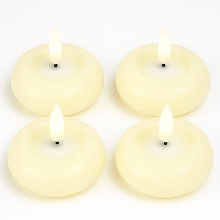LED Drijfkaarsen – 7,5 cm – Vlameffect – IP44 – Set van 4 – Inclusief Batterij - crème