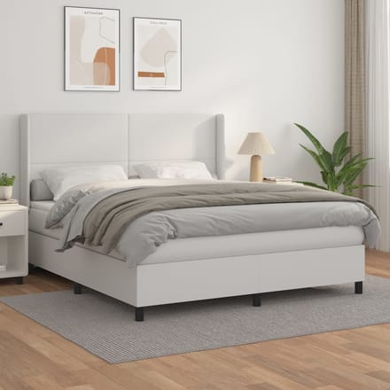 vidaXL - Boxspring - met - matras - kunstleer - wit - 160x200 - cm