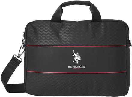 U.S. POLO ASSN., 15'' Laptoptas Model middelste streep, Zwart