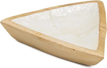 Schaaltje driehoek mango hout met schelp
