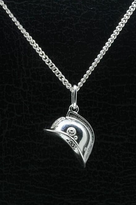 Zilveren Brandweerhelm ketting hanger - luxe