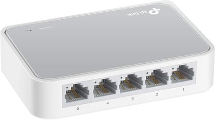 5-Poorts Ethernet Switch - Snelle Netwerkverbindingen zonder Ventilator (10/100 Mbit/s)