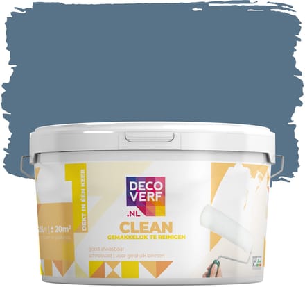 Decoverf clean muurverf pruisisch blauw, 2.5L