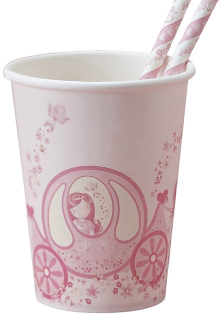 Wegwerpbekers 8 Princess Rosie papieren bekers 250ml