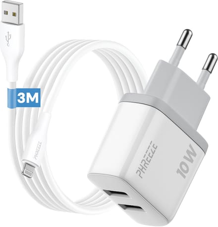 Oplader met kabel geschikt voor usb A naar Lightning - Usb adapter met kabel geschikt voor iPhone 6 7 8 x xr xs pro max - 3 meter