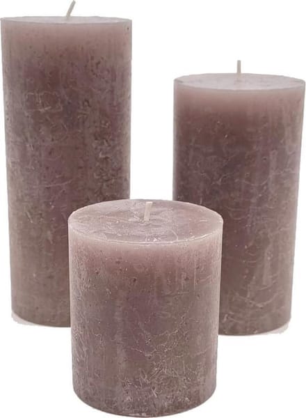 Cactula set van 3 stompkaarsen in mooie herfstkleur Antractiet 8x7 13x7 16x7