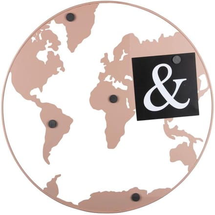 Present Time Memobord World Map - Roze - Ø50cm - Modern,Scandinavisch