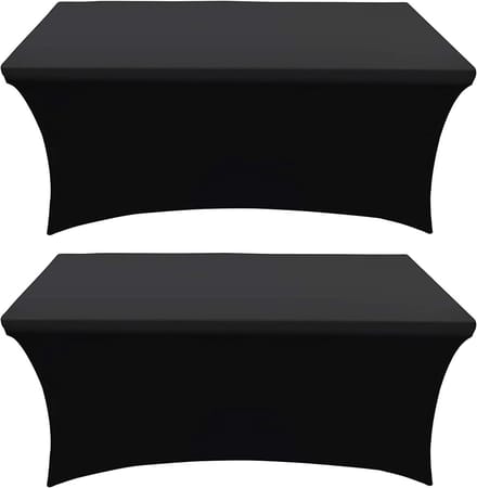 2x Set Universele Stevige Tafelhoezen voor Klaptafels 180x75x75 cm Zwart Elastisch