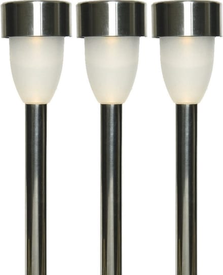 Tuinlamp LED solar - 3x - warm wit - RVS/kunststof - 26 cm - type Nova