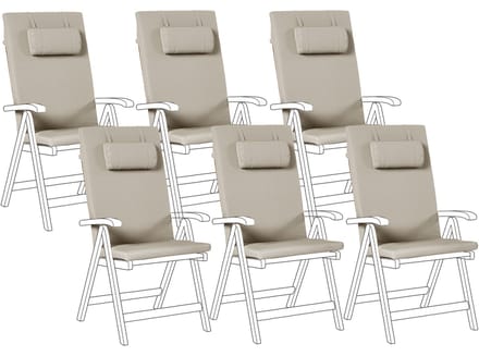 TOSC/JAVA/AMAN PREMIUM - Tuinkussen set van 6 - Taupe - Polyester