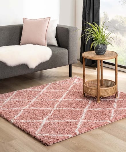 Vierkant berber vloerkleed - Habitat roze/wit 160x160
