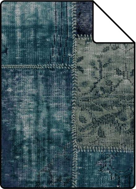 Proefstaal Origin Wallcoverings behang kelim patchwork smaragd groen - 26,5 x 21 cm - 347467-S