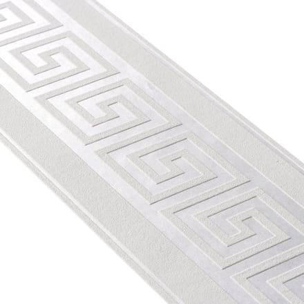GRIEKSE SLEUTEL BEHANGRAND | Zelfklevend - zilver - A.S. Création Only Borders 11