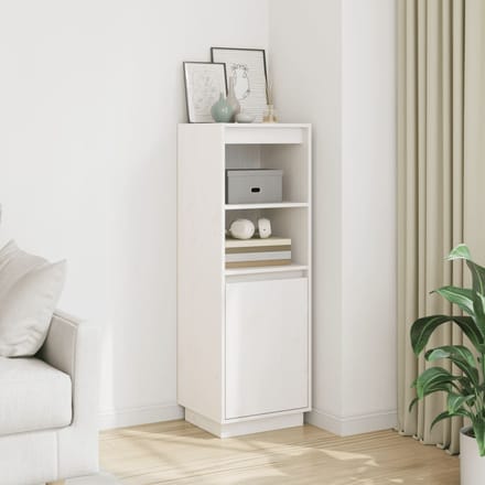 vidaXL - Hoge - kast - 37x34x110 - cm - massief - grenenhout - wit