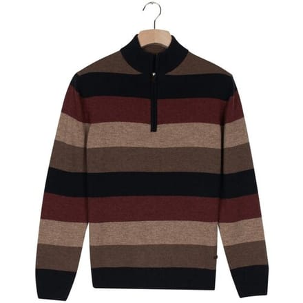 Baileys Trui Lambswool Multistripe Half Zip Deep Mauve / male
