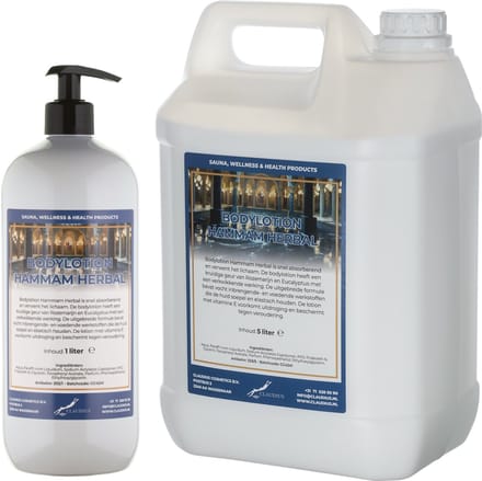 Bodylotion Hammam Herbal 1 liter met gratis pomp - hervulbaar + Jerrycan 5 liter navulling