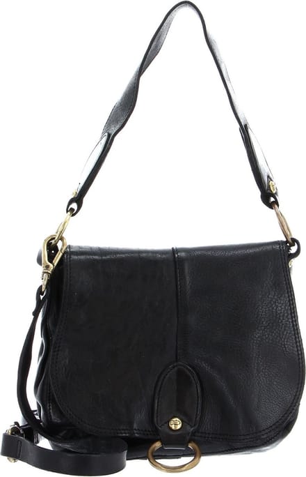 CAMPOMAGGI Leren Schoudertas Small Shoulder Bag Nero Zwart