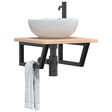 vidaXL - Badkamer - wandschap - staal - en - massief - eikenhout