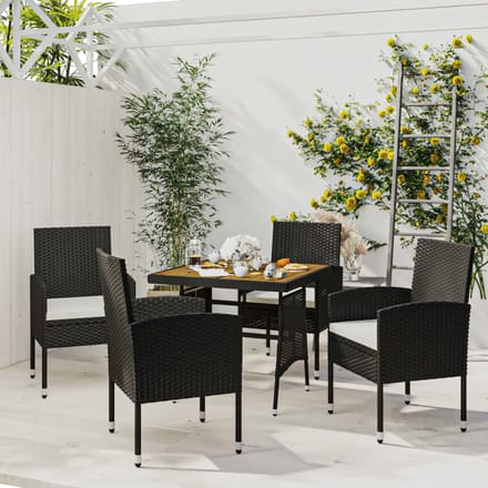 vidaXL - 5-delige - Tuinset - poly - rattan - zwart