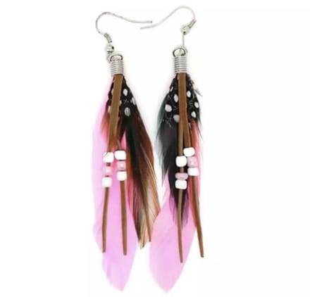 Jomide Oorhangers Boho Veren - Lichtroze