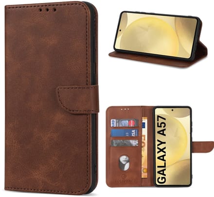 Solidenz Hoesje - geschikt voor Samsung Galaxy A57 Bookcase - Telefoonhoesje met Pasjeshouder - Bruin