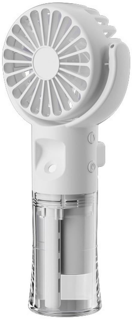 Draagbare handzame mistventilator - Mini draagbare oplaadbare ventilator - Draagbare ventilator met 4 snelheden - USB oplaadbare ventilator - Geschikt voor buiten, kantoor, kamperen, reizen, accessoire (Wit)