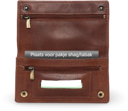 LeonDesign Shag Etui Leer - Cognac Bruin - Met 2 Binnenritsen