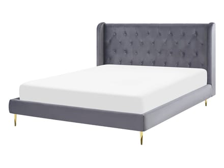 FORBACH - Tweepersoonsbed - Grijs - 140 x 200 cm - Fluweel