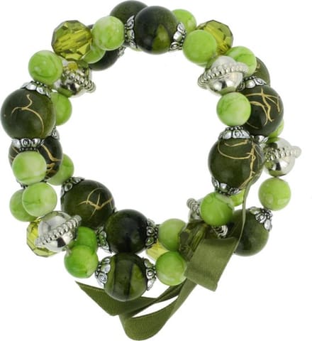 Behave - elastische kralenarmband groen - bohemian stijl - dames