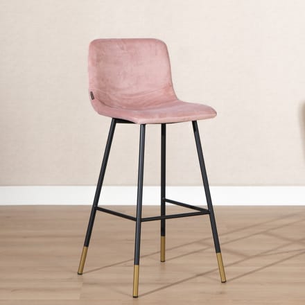 Bronx71® Velvet barkruk Mikky roze 65-78 cm - barstoel