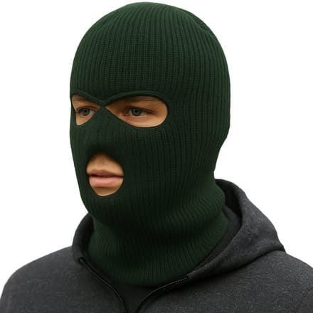 Facemask - Sportmuts - Driegats Muts - Skimuts - Bivak - Balaclava - Donker Groen - One Size