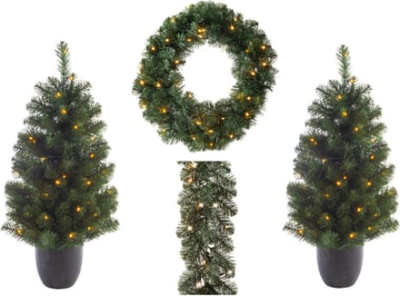 Decoris Kunstkerstbomen H 90 Cm 2pcs - Kerstkrans - Slinger- Pvc