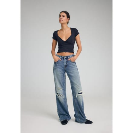 Stradivarius D92 recht model jeans met wijde pijpen  OVERGEVERFDE DENIM WASSING 42