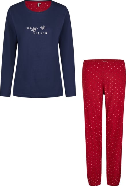 By Louise Dames Pyjama Set Lang Katoen Blauw - Maat S