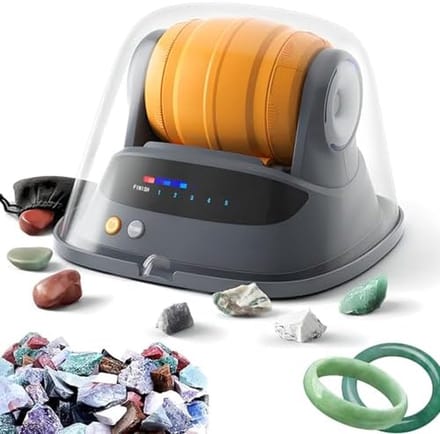 Steenpolijstmachine - Edelsteen tuimelaar - Stenen polijsten - Geluidsreducerend ontwerp - Complete set - Grijs