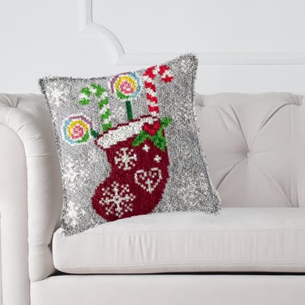 Smyrna kussen DIY Kit, Knoop je eigen kussen Latch hook, telpatroon, 43x43cm, kerstsok, kerst, cadeau, creatief