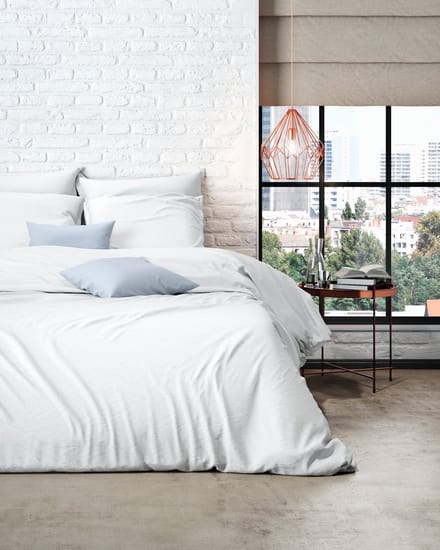 Mistral Home - DEKBEDOVERTREK - percale - 140 x 200 cm + 65 x 65 cm - eenpersoons - effen kleur - wit