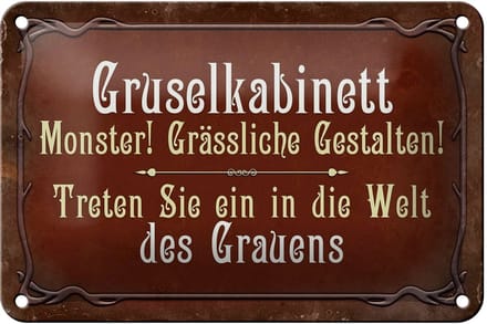 Blechschild Spruch 18x12cm Gruselkabinett treten Sie ein