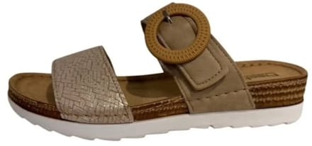Fischer 556207 733 slippers Licht Bruin Print Leer Dames - Bruin - 40