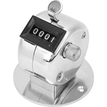 Compteur manuel BERM à 4 chiffres en alliage d'aluminium argenté, outil de comptage portable avec base black