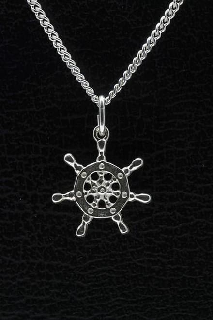 Zilveren Stuurrad ketting hanger