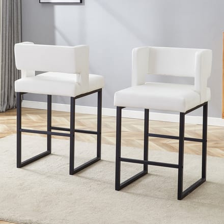 Eetkamerstoel - 2 sets - modern vierkant nordic design - eetkamer woonkamer - metaal - wit / zwart