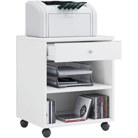 Verrijdbaar ladeblok - 1 lade & 2 legborden - B 450 x D 380 x H 540 mm - wit