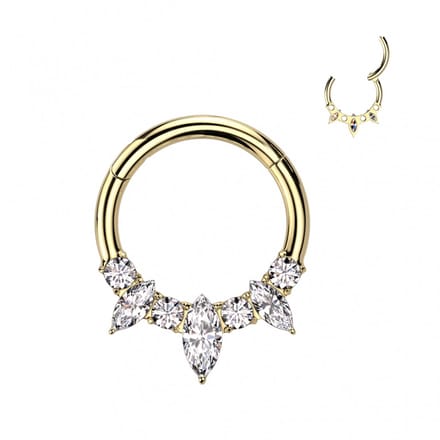 Piercing titanium marquise ring steentjes 1.2x8 - goud - LMPiercings