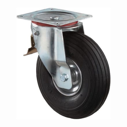 Zwenkwiel BS met opschroefbare plaat en rem Rubber luchtwiel Roll...